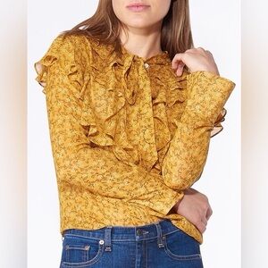 VERONICA BEARD NWOT Finley Ruffle Tie Top in Saffron